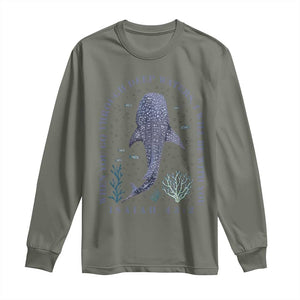 Inspirational Christian Bible Verse Isaiah 43:2 Whale Shark Long Sleeve Shirt When You Go Through Deep Waters I Will Be With You TS02 Military Green Print Your Wear