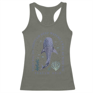 Inspirational Christian Bible Verse Isaiah 43:2 Whale Shark Racerback Tank Top When You Go Through Deep Waters I Will Be With You TS02 Military Green Print Your Wear