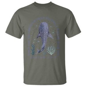 Inspirational Christian Bible Verse Isaiah 43:2 Whale Shark T Shirt When You Go Through Deep Waters I Will Be With You TS02 Military Green Print Your Wear