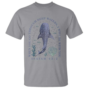 Inspirational Christian Bible Verse Isaiah 43:2 Whale Shark T Shirt When You Go Through Deep Waters I Will Be With You TS02 Sport Gray Print Your Wear