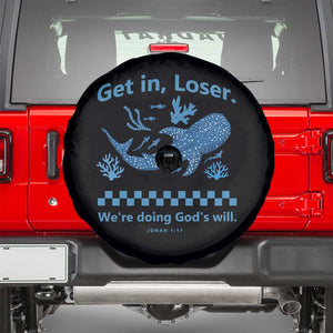 Funny Whale Shark Christian Bible Jonah 1:17 Spare Tire Cover Get In Loser We're Doing God's Will TS02 Black Print Your Wear