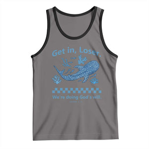Funny Whale Shark Christian Bible Jonah 1:17 Tank Top Get In Loser We're Doing God's Will TS02 Deep Heather Black Print Your Wear