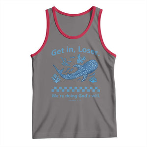 Funny Whale Shark Christian Bible Jonah 1:17 Tank Top Get In Loser We're Doing God's Will TS02 Deep Heather Red Print Your Wear