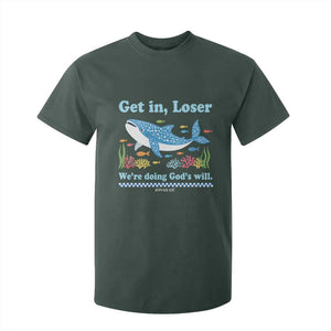 Colorful Whale Shark Christian Bible Jonah 1:17 T Shirt For Kid Funny Get In Loser We're Doing God's Will TS02 Dark Forest Green Print Your Wear