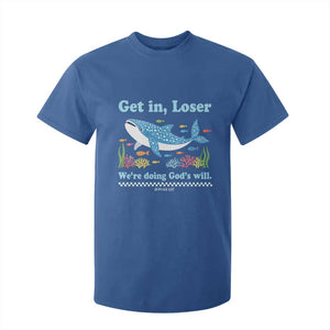 Colorful Whale Shark Christian Bible Jonah 1:17 T Shirt For Kid Funny Get In Loser We're Doing God's Will TS02 Royal Blue Print Your Wear