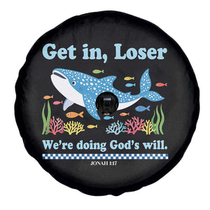 Colorful Whale Shark Christian Bible Jonah 1:17 Spare Tire Cover Funny Get In Loser We're Doing God's Will TS02 Print Your Wear