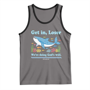 Colorful Whale Shark Christian Bible Jonah 1:17 Tank Top Funny Get In Loser We're Doing God's Will TS02 Deep Heather Black Print Your Wear