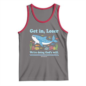Colorful Whale Shark Christian Bible Jonah 1:17 Tank Top Funny Get In Loser We're Doing God's Will TS02 Deep Heather Red Print Your Wear