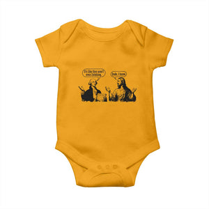 Funny George Washington and Jesus Conversation Baby Onesie Dude I Know Founding Values and Faith Political Commentary TS02 Gold Print Your Wear
