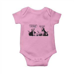 Funny George Washington and Jesus Conversation Baby Onesie Dude I Know Founding Values and Faith Political Commentary TS02 Light Pink Print Your Wear