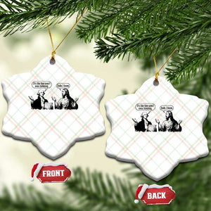 Funny George Washington and Jesus Conversation Ceramic Ornament Dude I Know Founding Values and Faith Political Commentary TS02 Print Your Wear