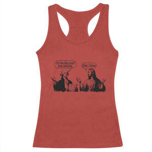 Funny George Washington and Jesus Conversation Racerback Tank Top Dude I Know Founding Values and Faith Political Commentary TS02 Red Print Your Wear