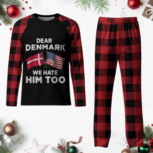 Dear Denmark We Hate Him Too Plaid Pajama Set Funny Political Satire with US and Danish Flags TS02 Buffalo Plaid Print Your Wear