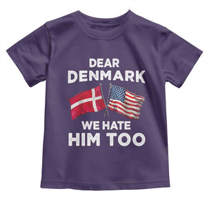Dear Denmark We Hate Him Too Toddler T Shirt Funny Political Satire with US and Danish Flags TS02 Purple Print Your Wear
