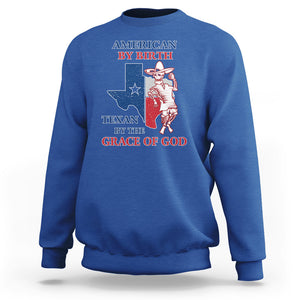 Texas Skeleton Sweatshirt American By Birth Texan By The Grace Of God Texas Flag TS02 Royal Blue Printyourwear