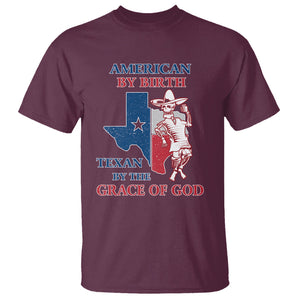 Texas Skeleton T Shirt American By Birth Texan By The Grace Of God Texas Flag TS02 Maroon Printyourwear