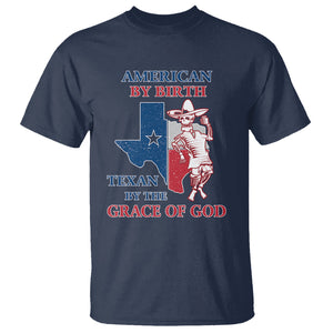 Texas Skeleton T Shirt American By Birth Texan By The Grace Of God Texas Flag TS02 Navy Printyourwear