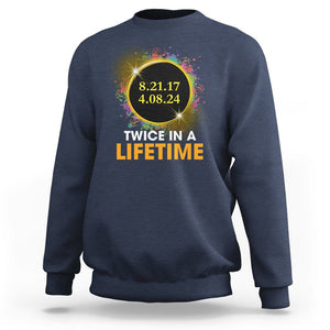 Total Solar Eclipse Sweatshirt Twice In A Life Time American Totality 2024 2017 TS02 Navy Printyourwear