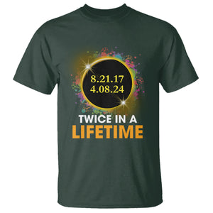 Total Solar Eclipse T Shirt Twice In A Life Time American Totality 2024 2017 TS02 Dark Forest Green Printyourwear