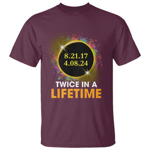 Total Solar Eclipse T Shirt Twice In A Life Time American Totality 2024 2017 TS02 Maroon Printyourwear