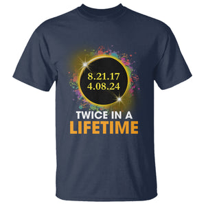 Total Solar Eclipse T Shirt Twice In A Life Time American Totality 2024 2017 TS02 Navy Printyourwear