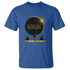 Total Solar Eclipse Bigfoot T Shirt American Totality April 8 2024 Sasquatch Silhouette TS02 Royal Blue Printyourwear