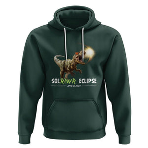 Total Solar Eclipse Dinosaur Hoodie Solrawr Eclipse April 8 2024 TS02 Dark Forest Green Printyourwear