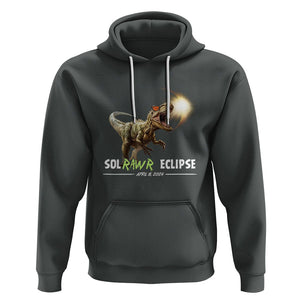Total Solar Eclipse Dinosaur Hoodie Solrawr Eclipse April 8 2024 TS02 Dark Heather Printyourwear