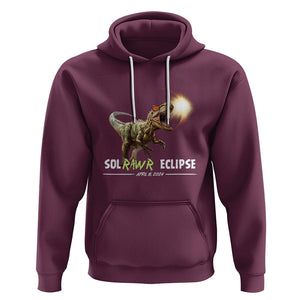 Total Solar Eclipse Dinosaur Hoodie Solrawr Eclipse April 8 2024 TS02 Maroon Printyourwear