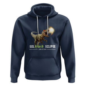 Total Solar Eclipse Dinosaur Hoodie Solrawr Eclipse April 8 2024 TS02 Navy Printyourwear