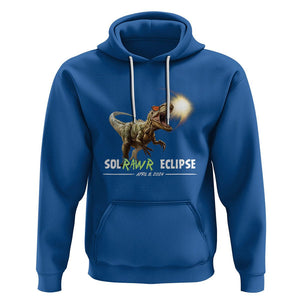 Total Solar Eclipse Dinosaur Hoodie Solrawr Eclipse April 8 2024 TS02 Royal Blue Printyourwear