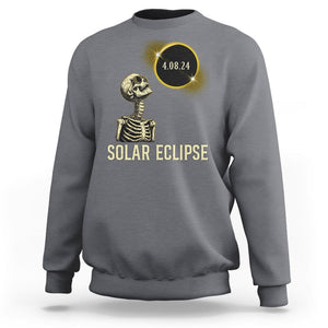 Total Solar Eclipse Skeleton Sweatshirt Funny Watching American Totality April 8 2024 Matching TS02 Charcoal Printyourwear