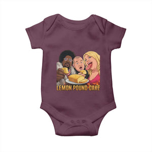 Funny Lemon Pound Cake Meme Baby Onesie Retro Edgy Music Humor Gift for Party Lovers TS02 Maroon Print Your Wear