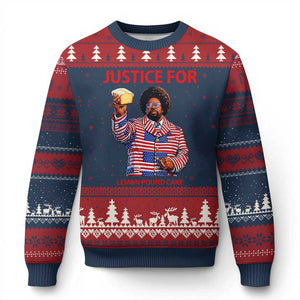 Justice for Lemon Pound Cake Ugly Christmas Sweater Funny Viral Edgy Meme Courtroom Parody Rap Fans TS02 Navy Red Print Your Wear