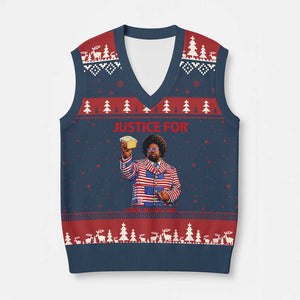 Justice for Lemon Pound Cake V-Neck Knit Sweater Vest Funny Viral Edgy Meme Courtroom Parody Rap Fans TS02 Navy Red Print Your Wear