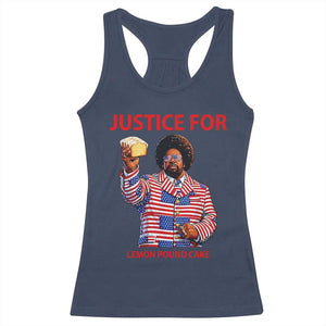 Justice for Lemon Pound Cake Racerback Tank Top - Funny Viral Edgy Meme Courtroom Parody Rap Fans TS02 Navy Print Your Wear