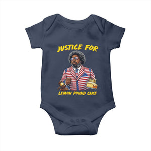 Justice for Lemon Pound Cake Funny Viral Meme Baby Onesie Edgy Hip Hop Humor Parody Gift for Rap Fans TS02 Navy Print Your Wear