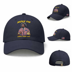 Justice for Lemon Pound Cake Funny Viral Meme Baseball Cap Edgy Hip Hop Humor Parody Gift for Rap Fans TS02 Baseball Cap Universal Fit Navy Print Your Wear