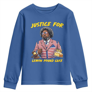 Justice for Lemon Pound Cake Funny Viral Meme Youth Sweatshirt Edgy Hip Hop Humor Parody Gift for Rap Fans TS02 Royal Blue Print Your Wear
