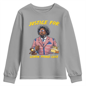 Justice for Lemon Pound Cake Funny Viral Meme Youth Sweatshirt Edgy Hip Hop Humor Parody Gift for Rap Fans TS02 Sport Gray Print Your Wear