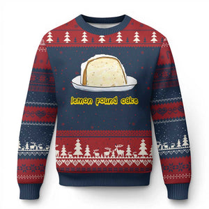 Lemon Pound Cake Funny Meme Ugly Christmas Sweater Viral Edgy Hip Hop Humor Parody Gift for Rap Fans TS02 Navy Red Print Your Wear