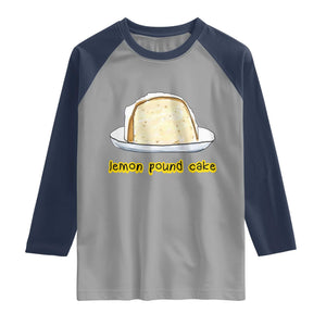 Lemon Pound Cake Funny Meme Raglan Shirt Viral Edgy Hip Hop Humor Parody Gift for Rap Fans TS02 Sport Gray Navy Print Your Wear