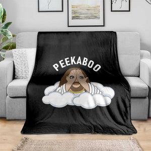 Peekaboo Jesus Funny Christian Throw Blanket Faith Humor Savior in Clouds Religious Meme TS02 Print Your Wear