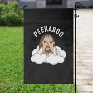 Peekaboo Jesus Funny Christian Garden Flag Faith Humor Savior in Clouds Religious Meme TS02 Print Your Wear