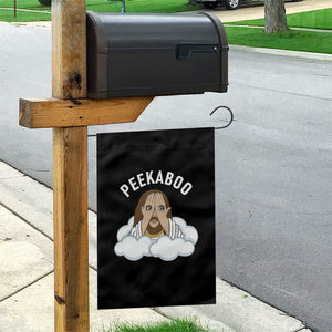 Peekaboo Jesus Funny Christian Garden Flag Faith Humor Savior in Clouds Religious Meme TS02 Print Your Wear