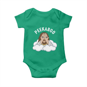 Peekaboo Jesus Funny Christian Baby Onesie Faith Humor Savior in Clouds Religious Meme TS02 Irish Green Print Your Wear