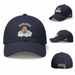 Peekaboo Jesus Funny Christian Baseball Cap Faith Humor Savior in Clouds Religious Meme TS02 Baseball Cap Universal Fit Navy Print Your Wear