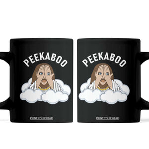 Peekaboo Jesus Funny Christian Coffee Mug Faith Humor Savior in Clouds Religious Meme TS02 Black Print Your Wear