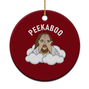 Peekaboo Jesus Funny Christian Ceramic Ornament Faith Humor Savior in Clouds Religious Meme TS02 1pc Red Print Your Wear