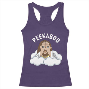 Peekaboo Jesus Funny Christian Racerback Tank Top Faith Humor Savior in Clouds Religious Meme TS02 Purple Print Your Wear